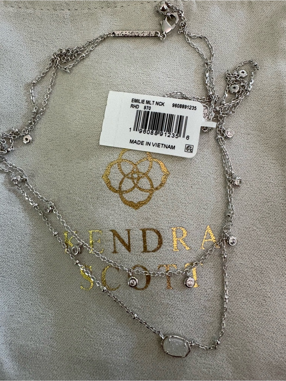Kendra Scott Layered Necklace Emilie Silver  with Clear Stones